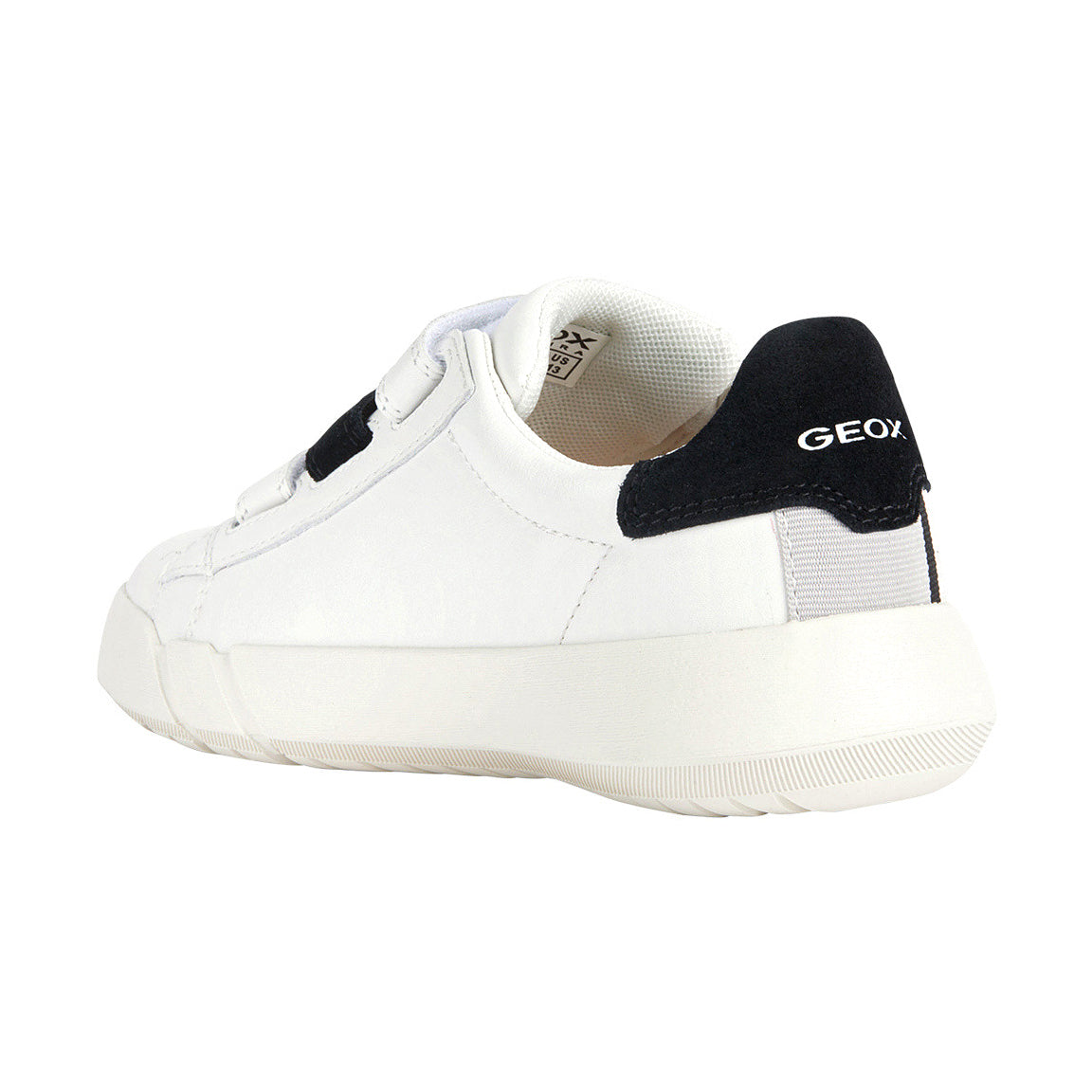 Geox Hyroo Boy Velcro Sneaker in White/Black J35GWB-085BC-C0404