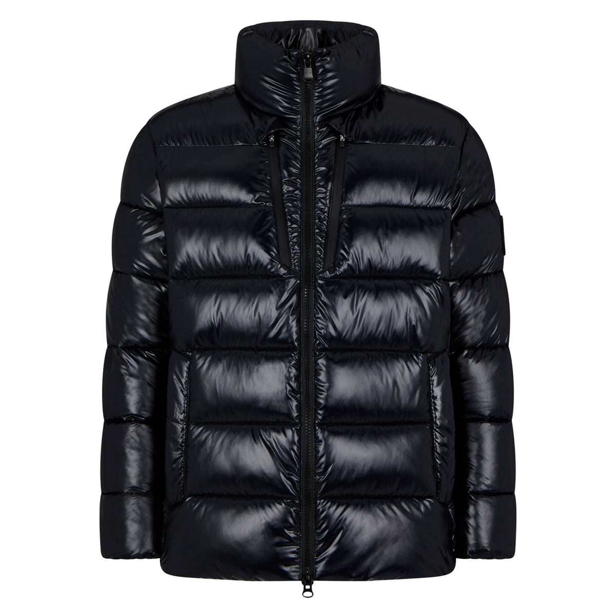 Men's MITCH Puffer Jacket with Tall Standing Collar in Black
