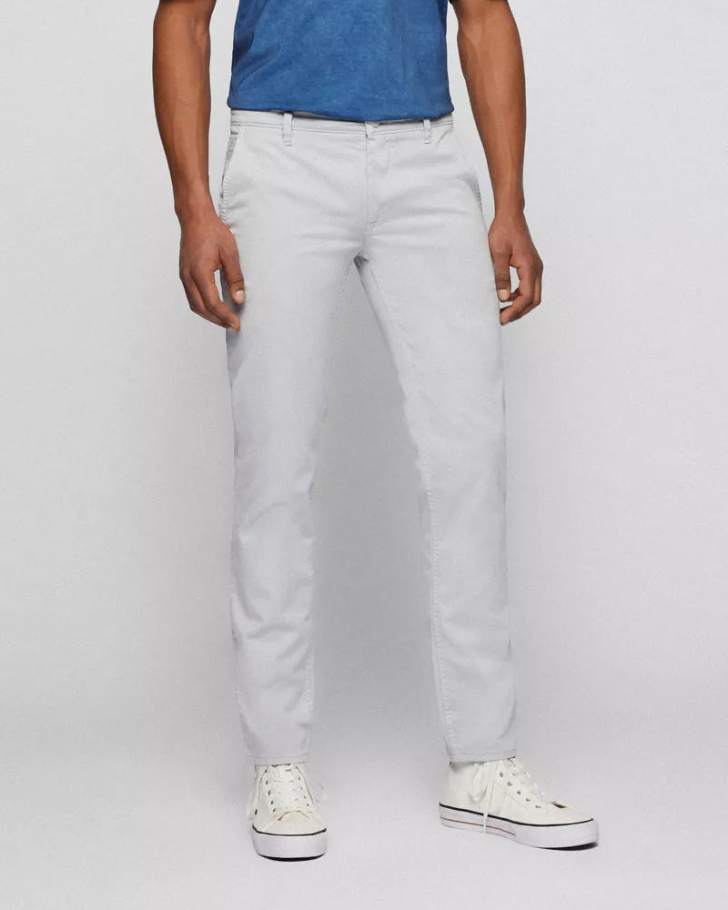 BOSS Men's Schino Slim-Fit Trousers in Stretch-Cotton Satin in Light Gray 50470813-071