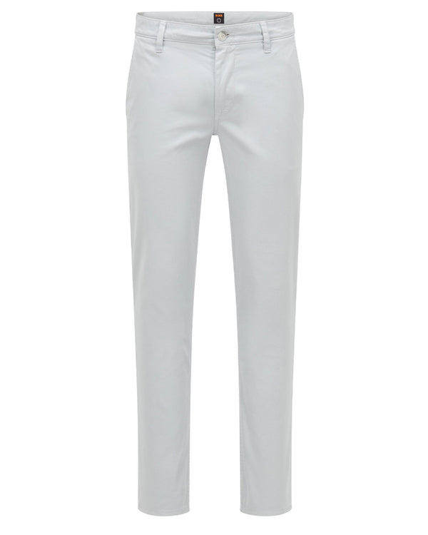 BOSS Men's Schino Slim-Fit Trousers in Stretch-Cotton Satin in Light Gray  50470813-071