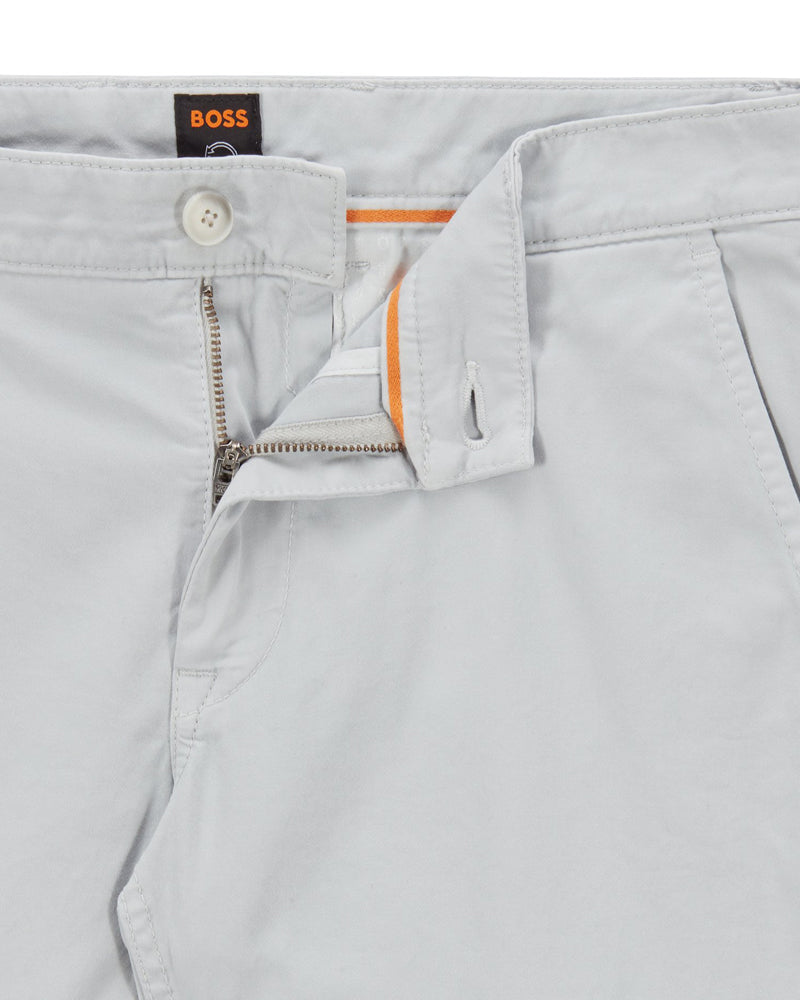 BOSS Men's Schino Slim-Fit Trousers in Stretch-Cotton Satin in Light Gray 50470813-071