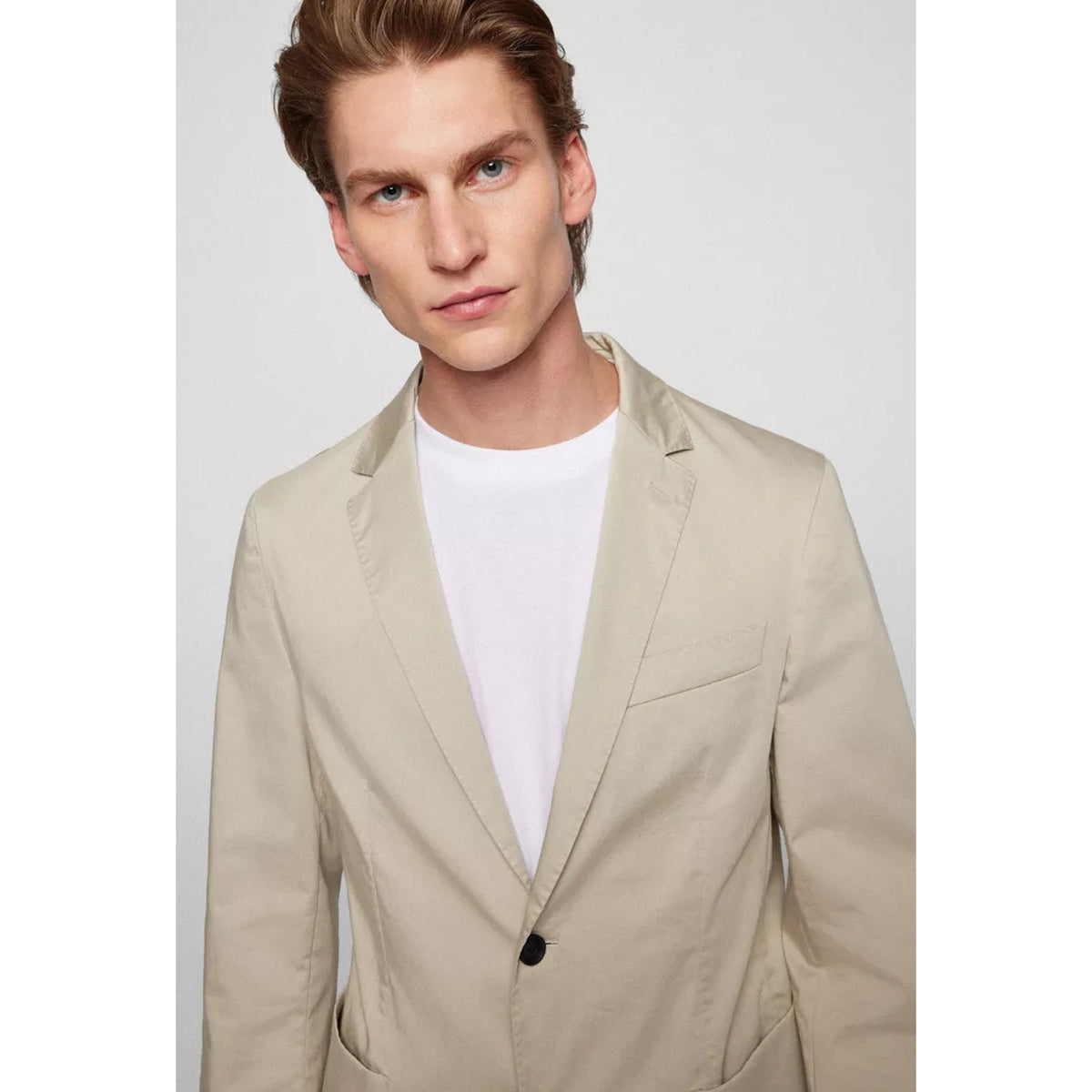 BOSS Men's Slim-Fit Jacket in Performance-Stretch Fabric in Light Beige 50468895-271