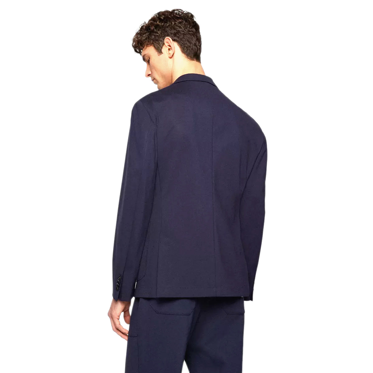 BOSS Men's Slim-Fit Suit in Stretch Interlock Cloth with Drawcord Waistband Pants in Navy 50473678-404