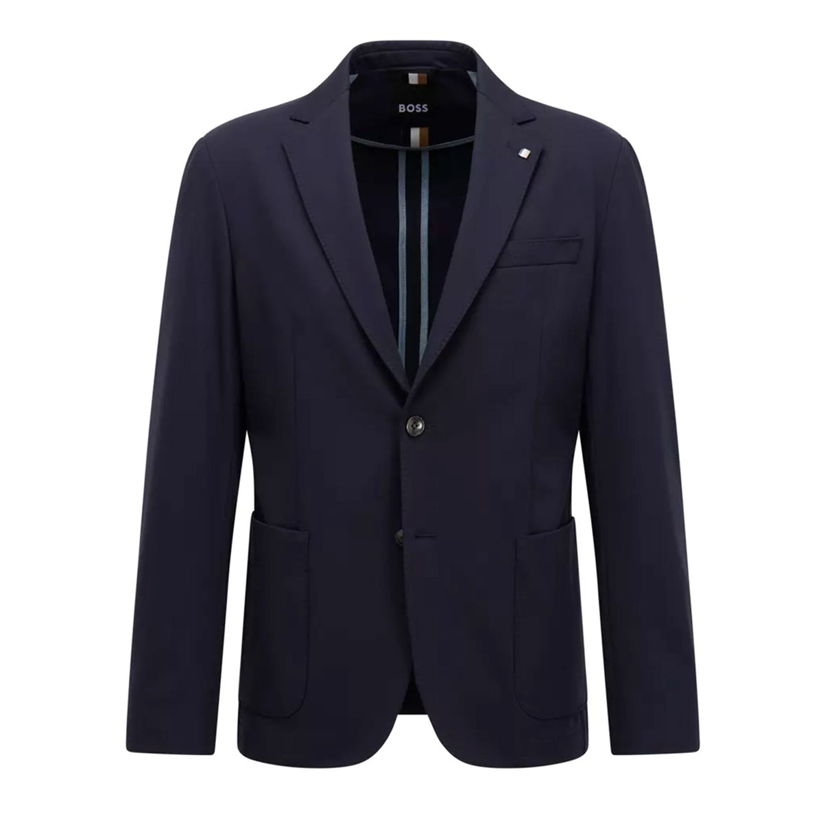 BOSS Men's Slim-Fit Suit in Stretch Interlock Cloth with Drawcord Waistband Pants in Navy 50473678-404