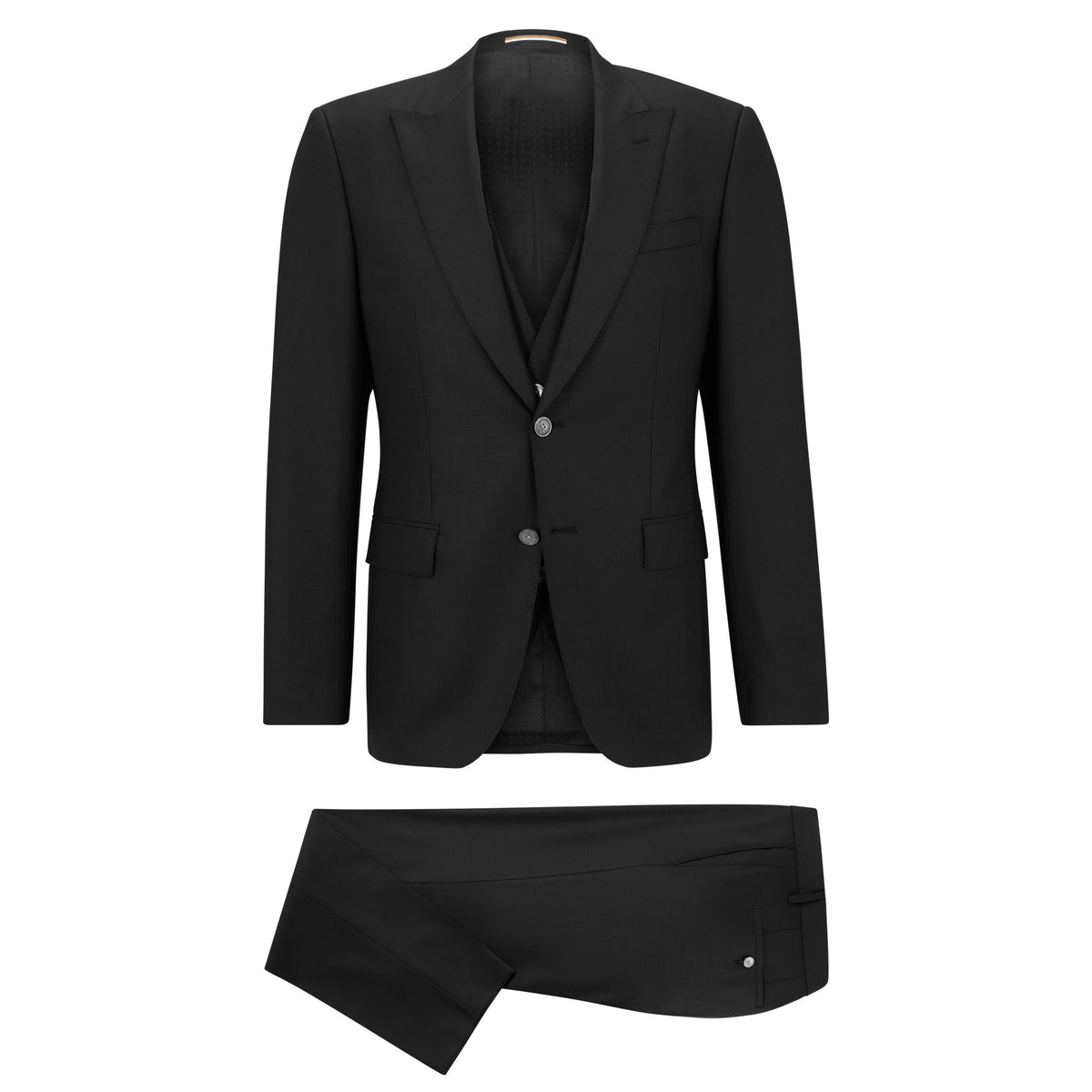 BOSS Men's Slim-Fit Three-Piece Suit in a Micro-Patterned Wool Blend in Black 50484717-001