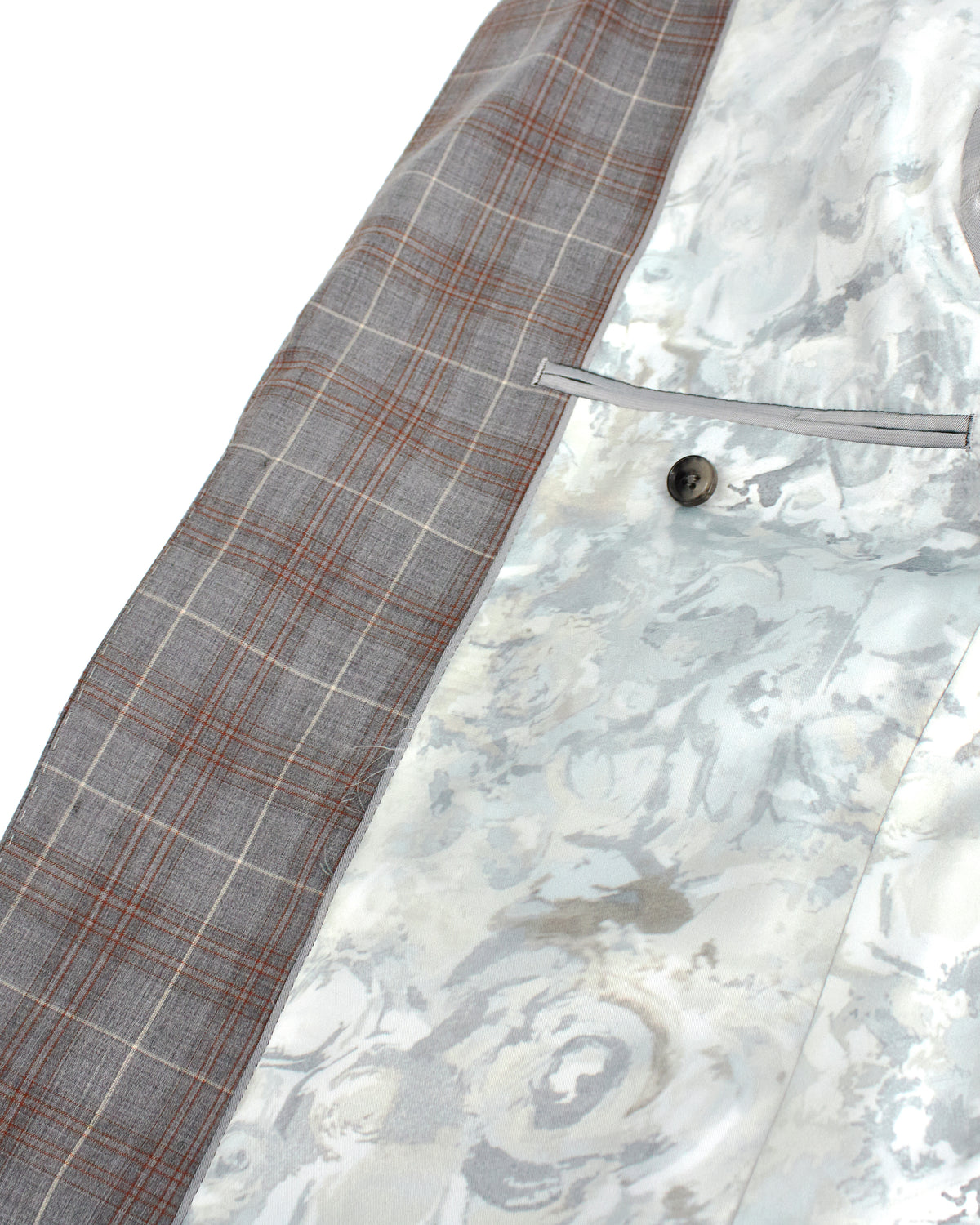 Windowpane Stretch Suit in Gray & Orange