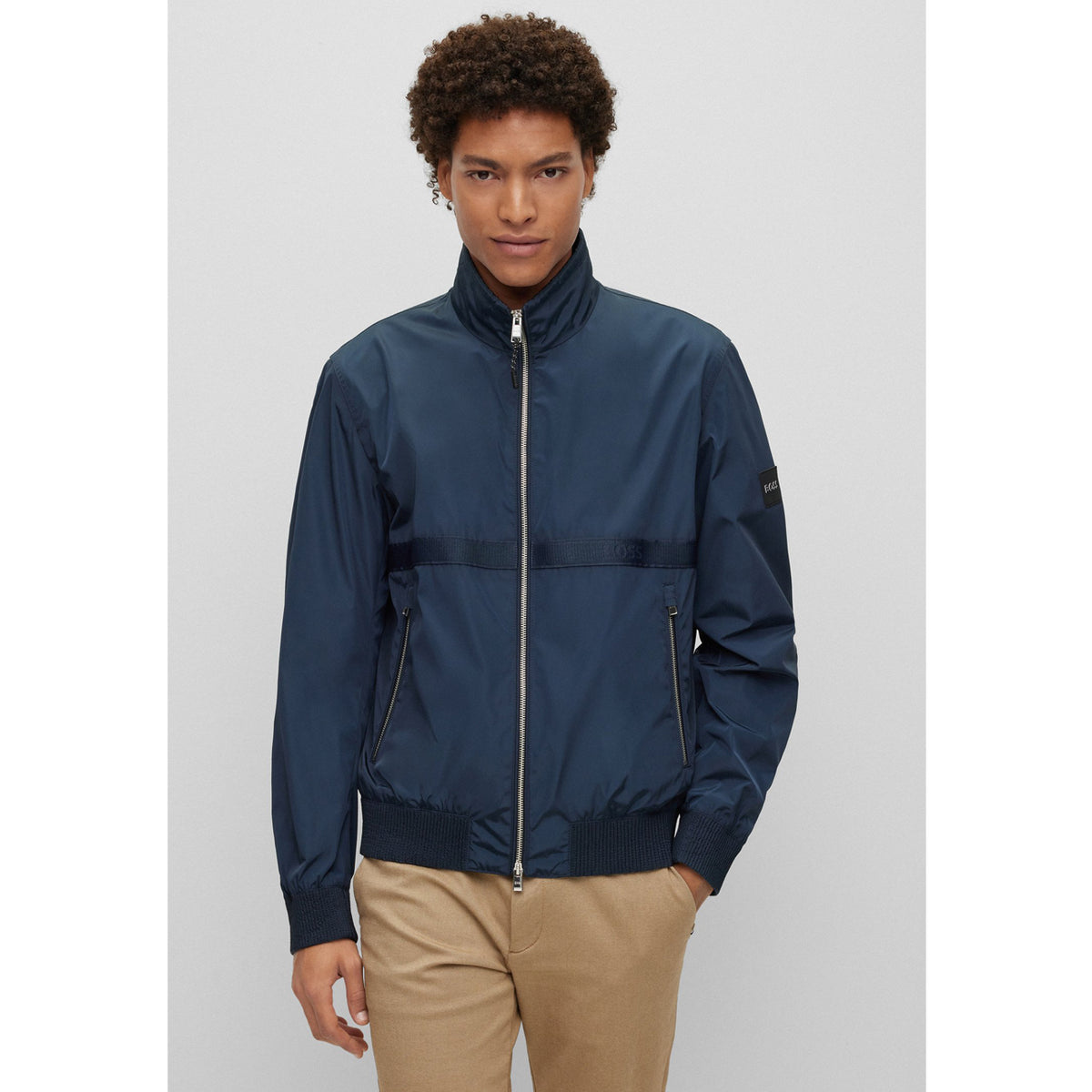 BOSS Men's Water-Repellent Jacket with Logo Details 50482595-404