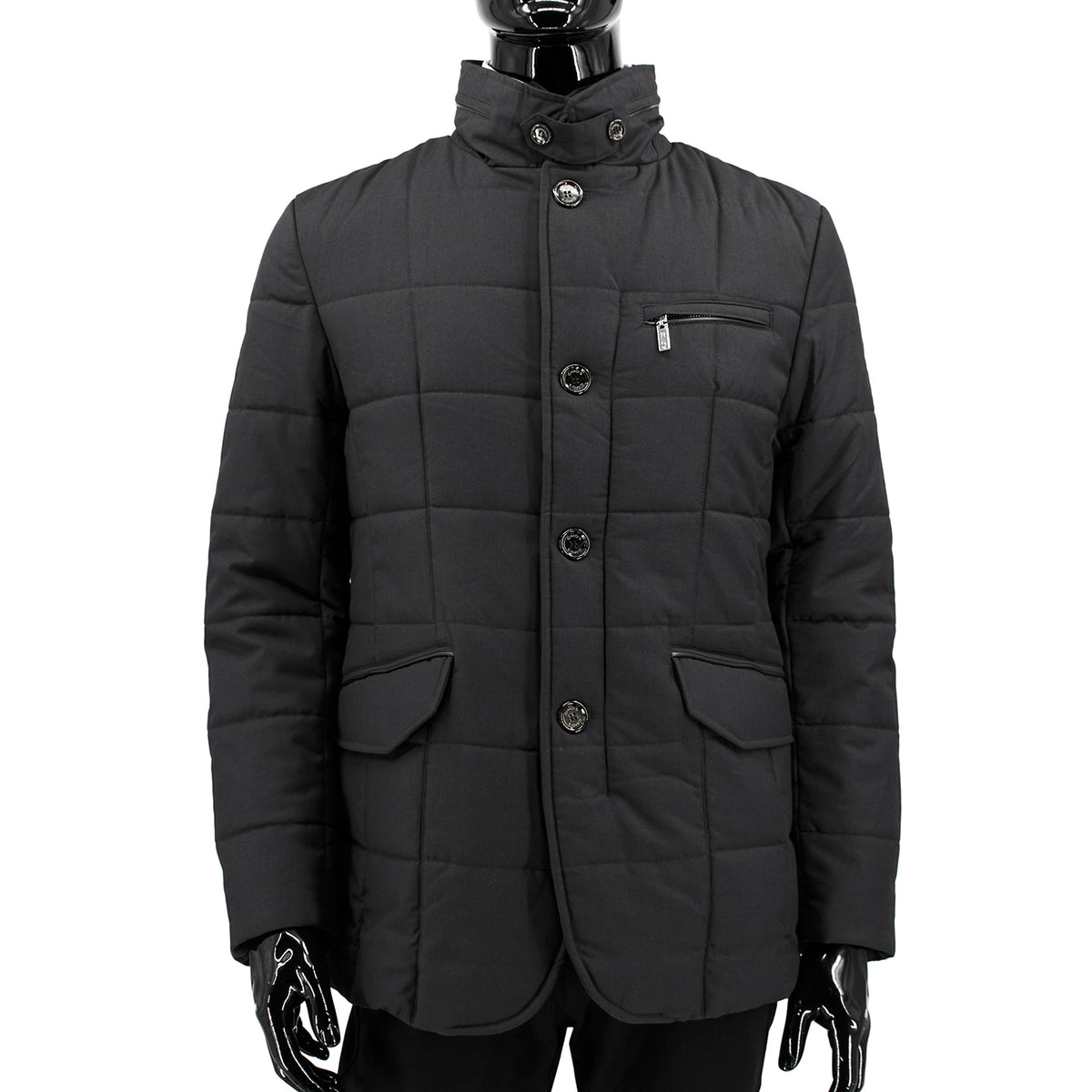 Gimo's Men's Quilted Water Repellent Jacket in Black
