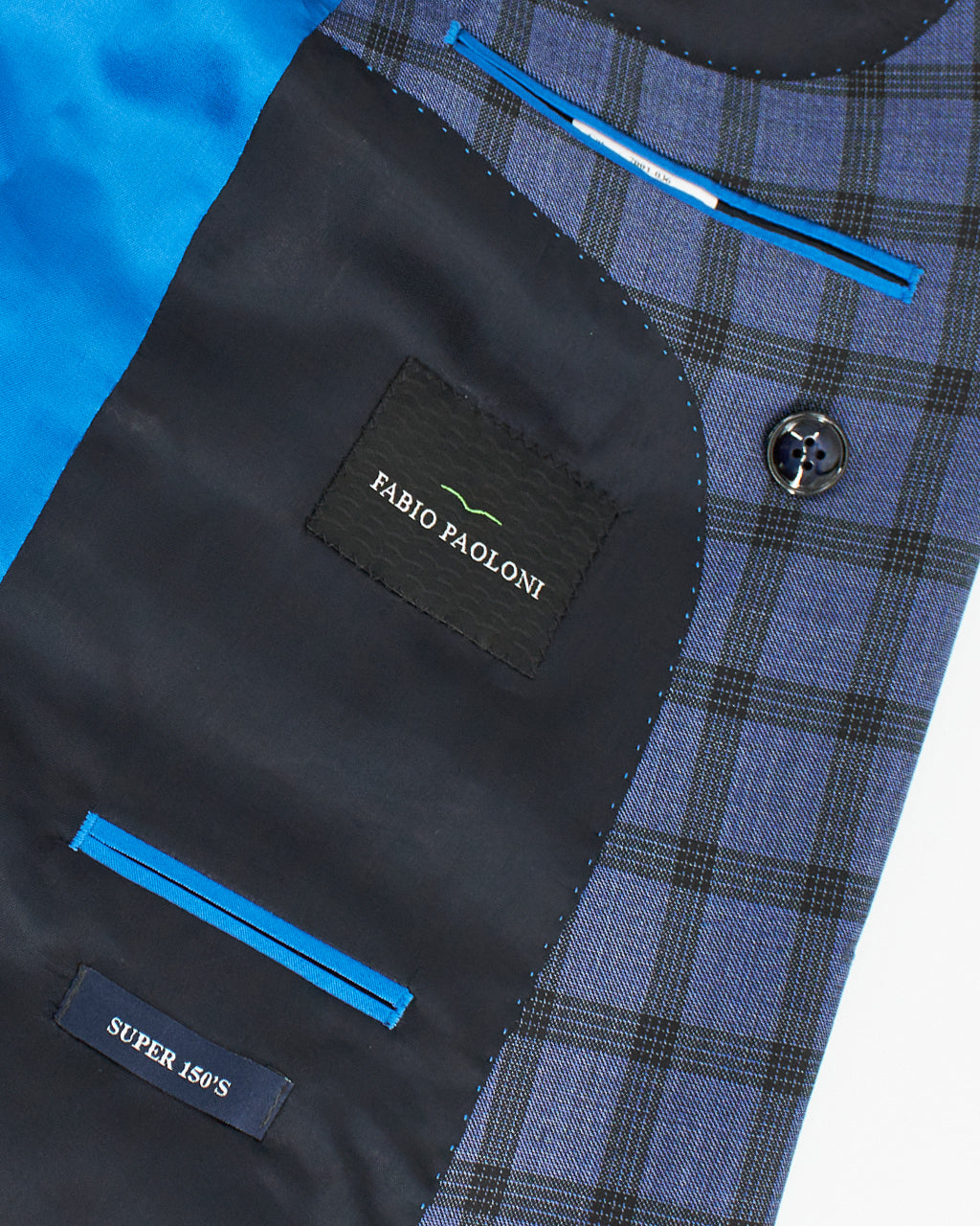 Fabio Paoloni Men's Double-Breasted Blue Windowpane Suit