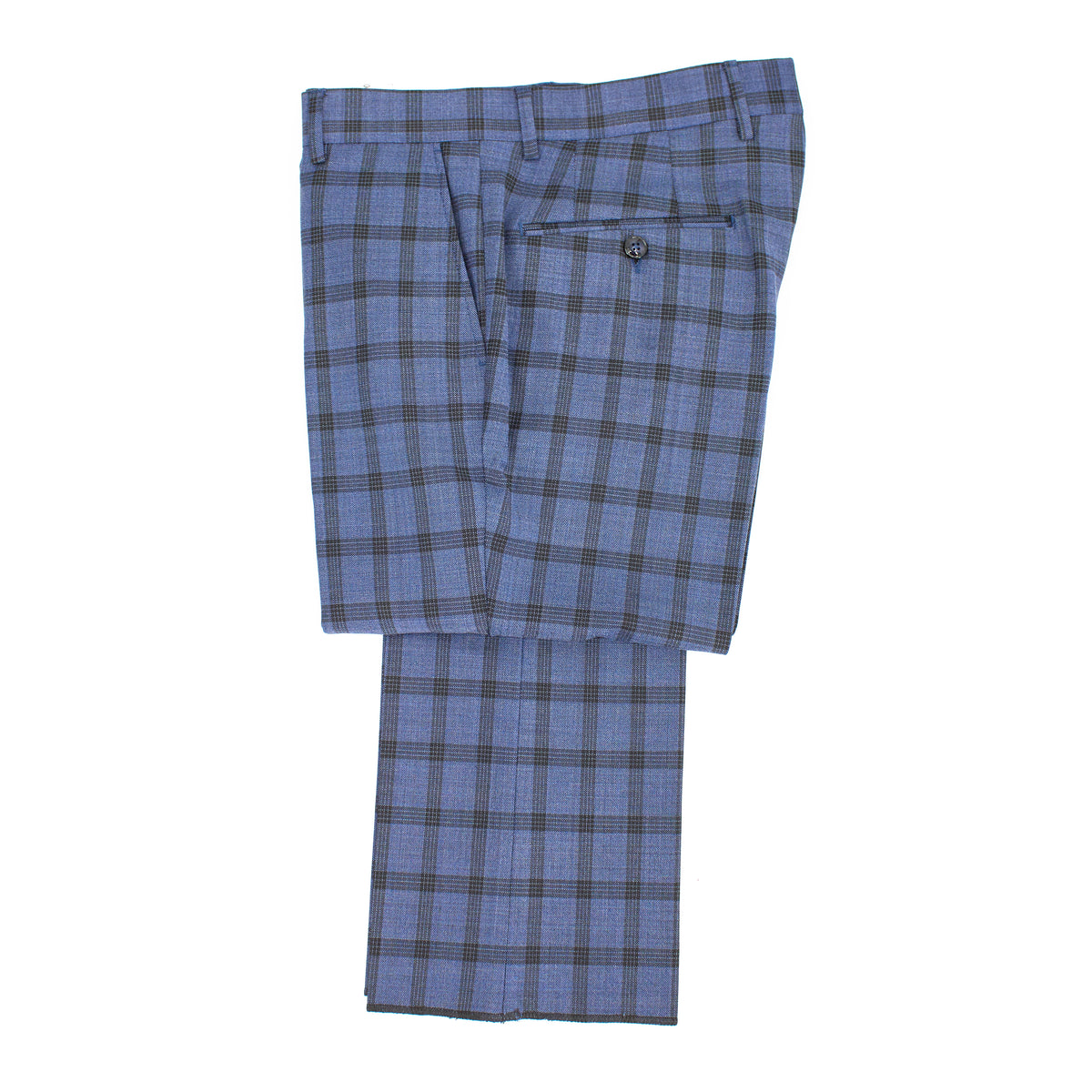 Fabio Paoloni Men's Double-Breasted Blue Windowpane Suit