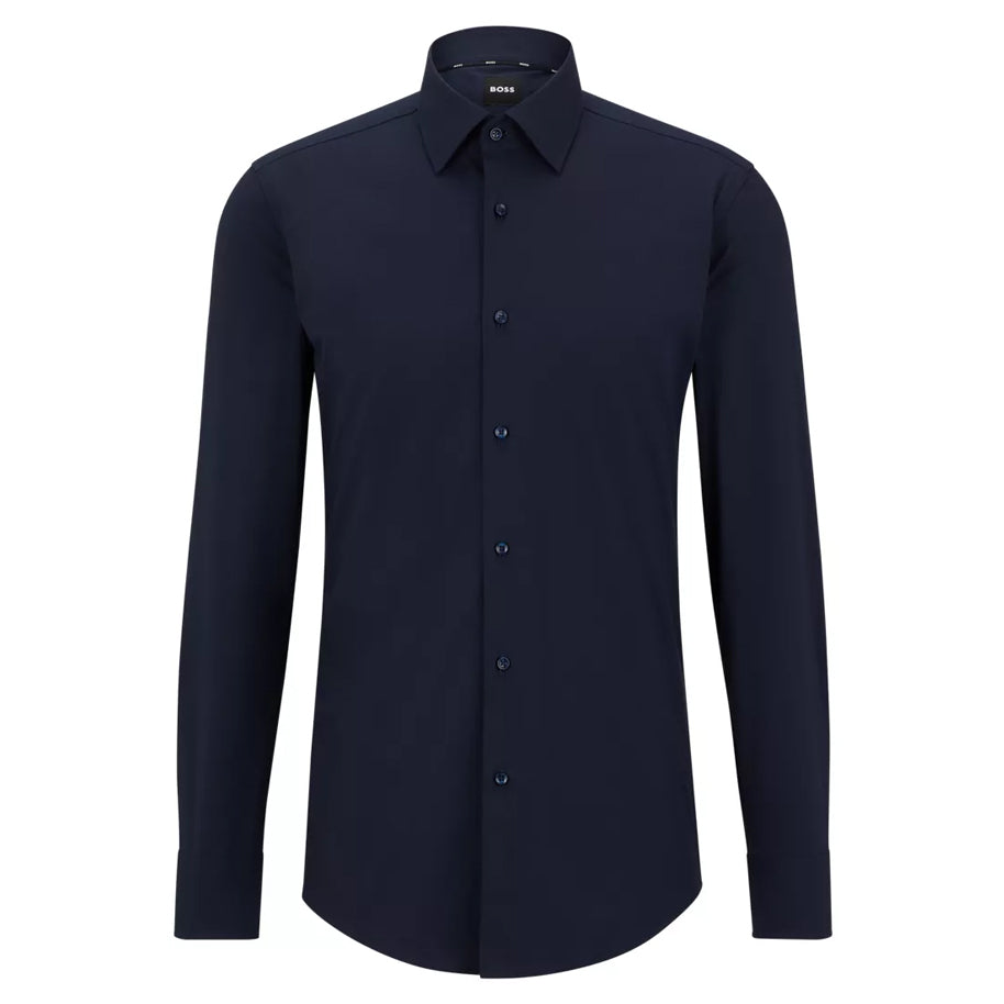 BOSS Men's Slim-Fit Shirt in Easy-Iron Stretch-Cotton Poplin in Dark Blue 50469345-404