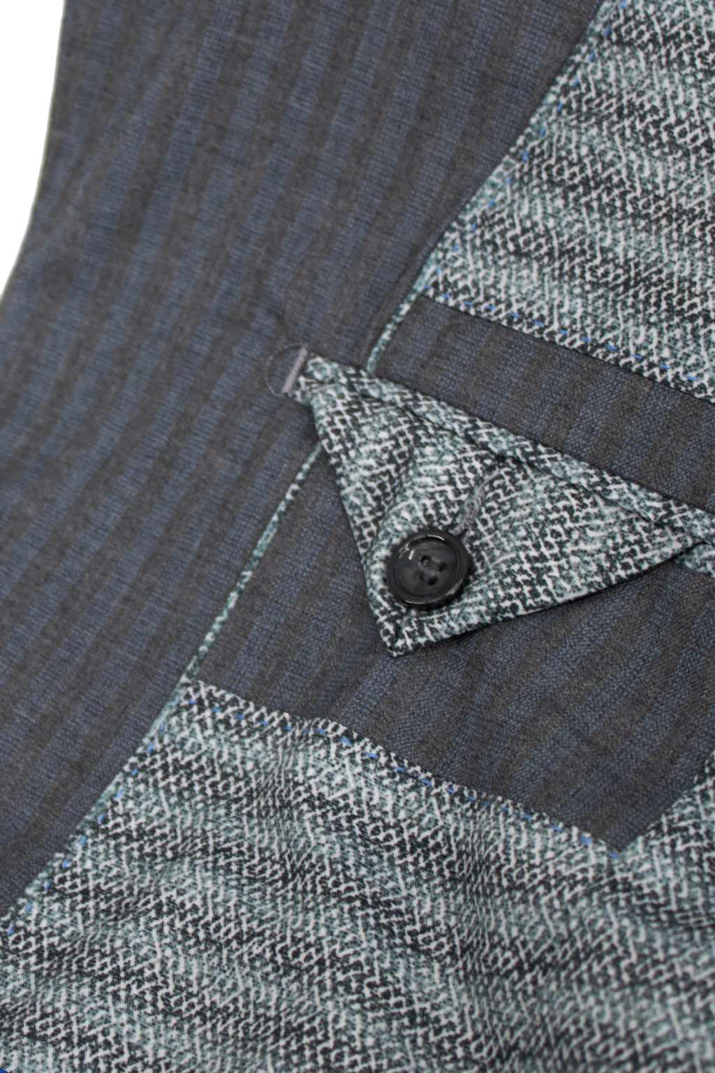 T.O. Collection Boys' Slim Fit Suit - Gray & Light Blue Stripe