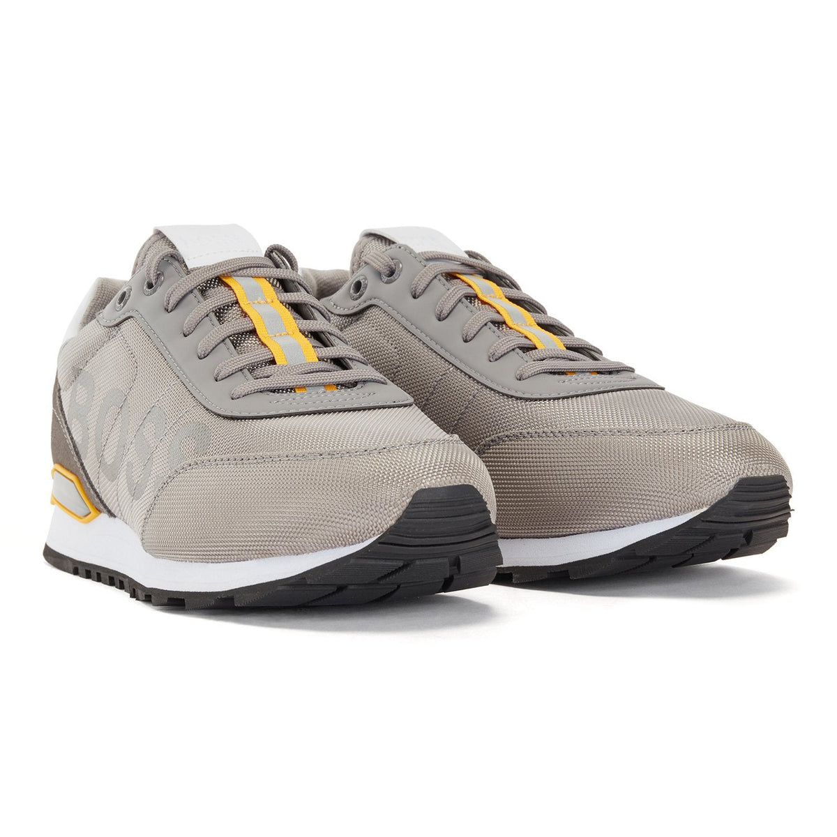 BOSS Men's Logo Trainers with Recycled-Nylon Uppers in Grey 50464547-033