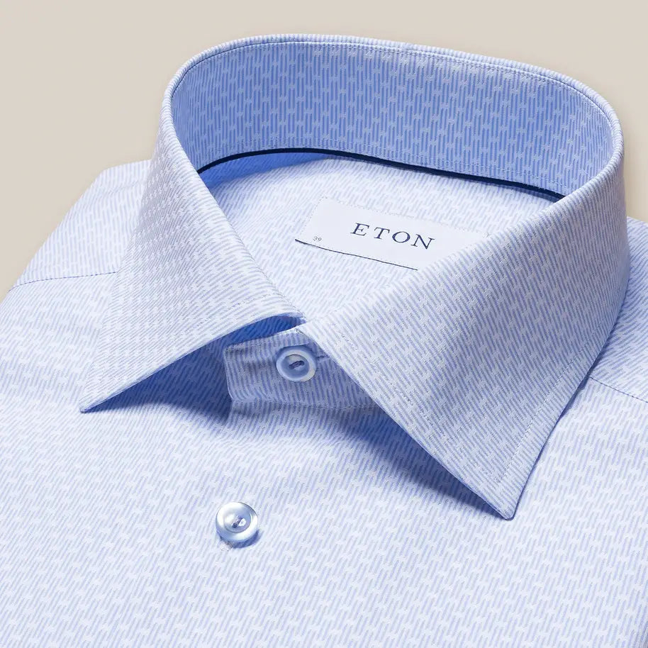 Eton Men's Light Blue Twill Shirt – Semi Solid 100003377 23