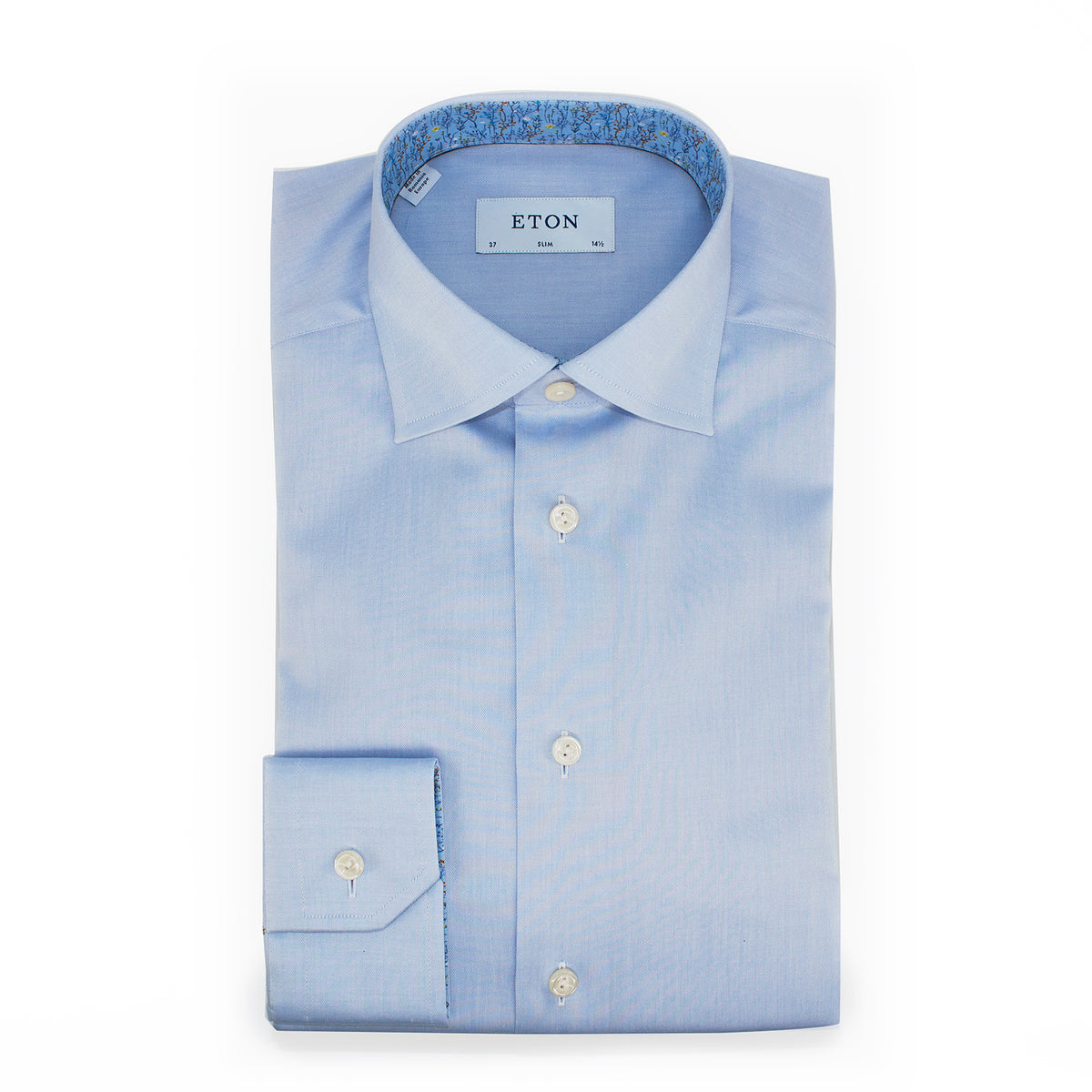 Eton Men's Signature Twill Shirt – Light Blue with Floral Details 100003315 21