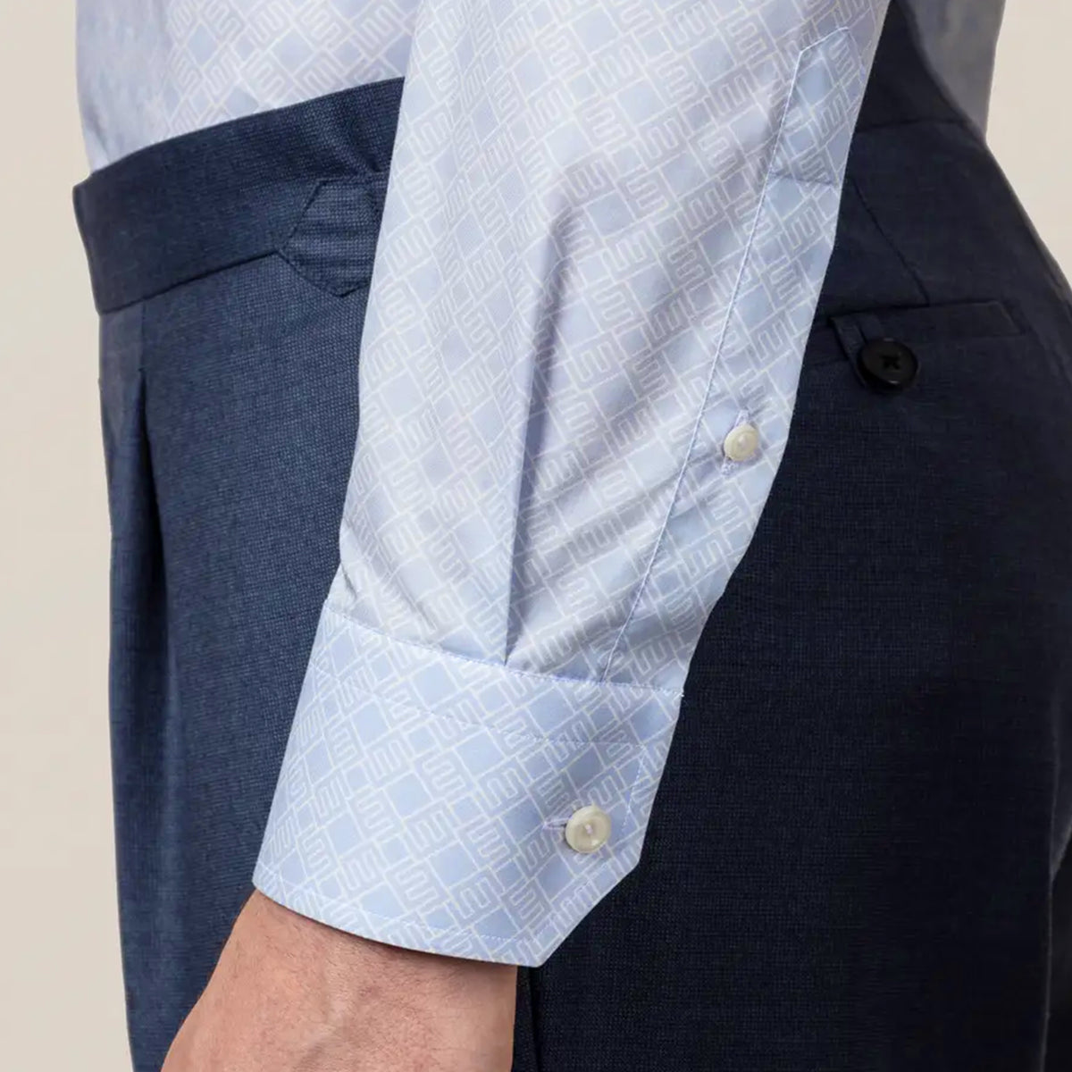 Eton Men's Slim-Fit Pastel Blue Double E Logo Shirt 100001552 21