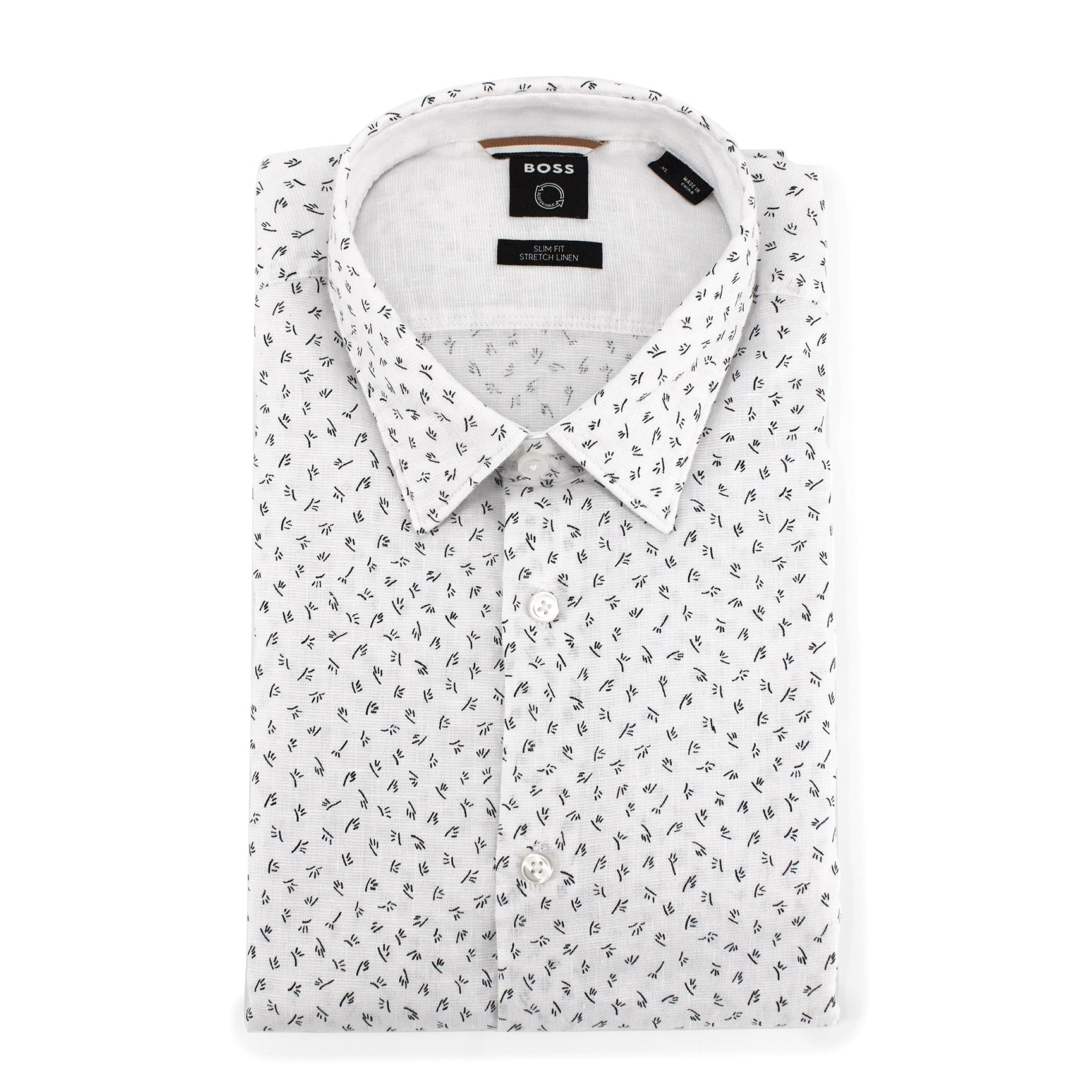 fitted lace wedding dress Hugo Boss Ronni Slim Fit Stretch Linen Shirt
