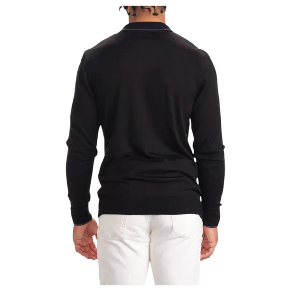 Garnet Merino Wool Polo Sweater In Black  2322018-2 Black