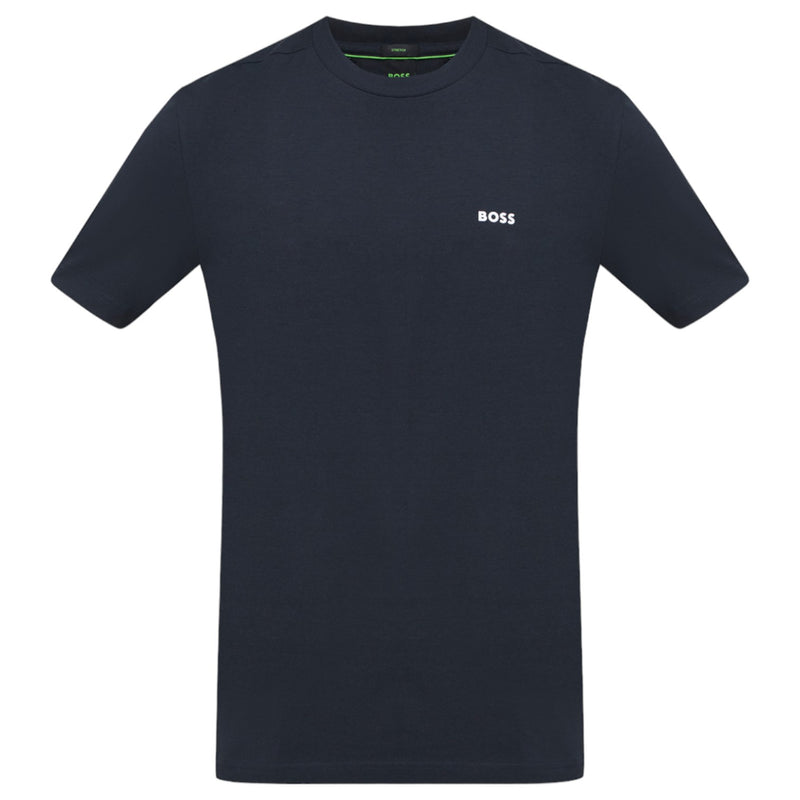 Stretch-Cotton Regular-Fit T-Shirt With Contrast Logo In Dark Blue  50506373 402