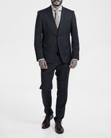 BOSS Three-Piece Slim-Fit Suit in Patterned Stretch Wool-Black 50479632-001