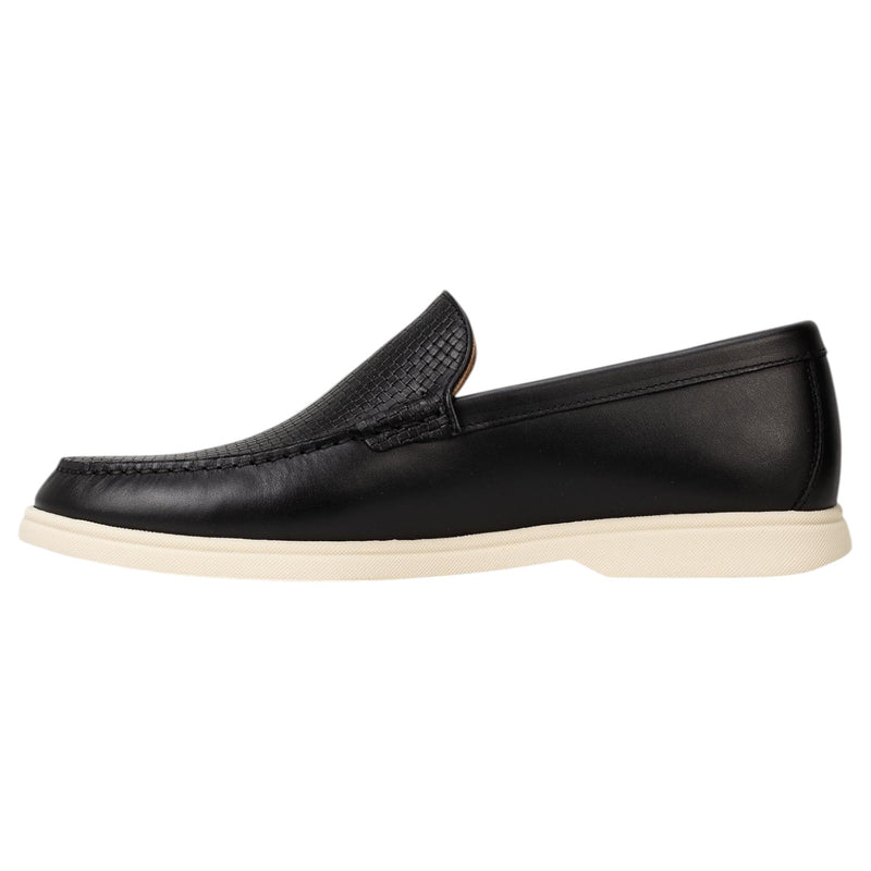 Boss Black Basket-Weave Cow Leather Loafer – Style 50563129 – J&Z Couture