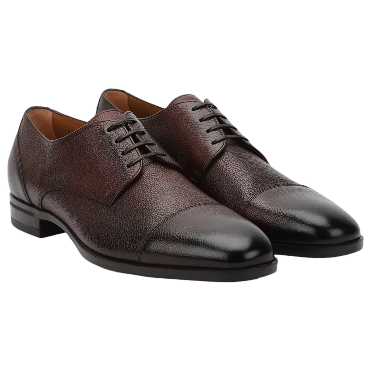 Boss Oxford Shoes In Plain And Saffiano Leather Print In Dark Brown 50509295-203