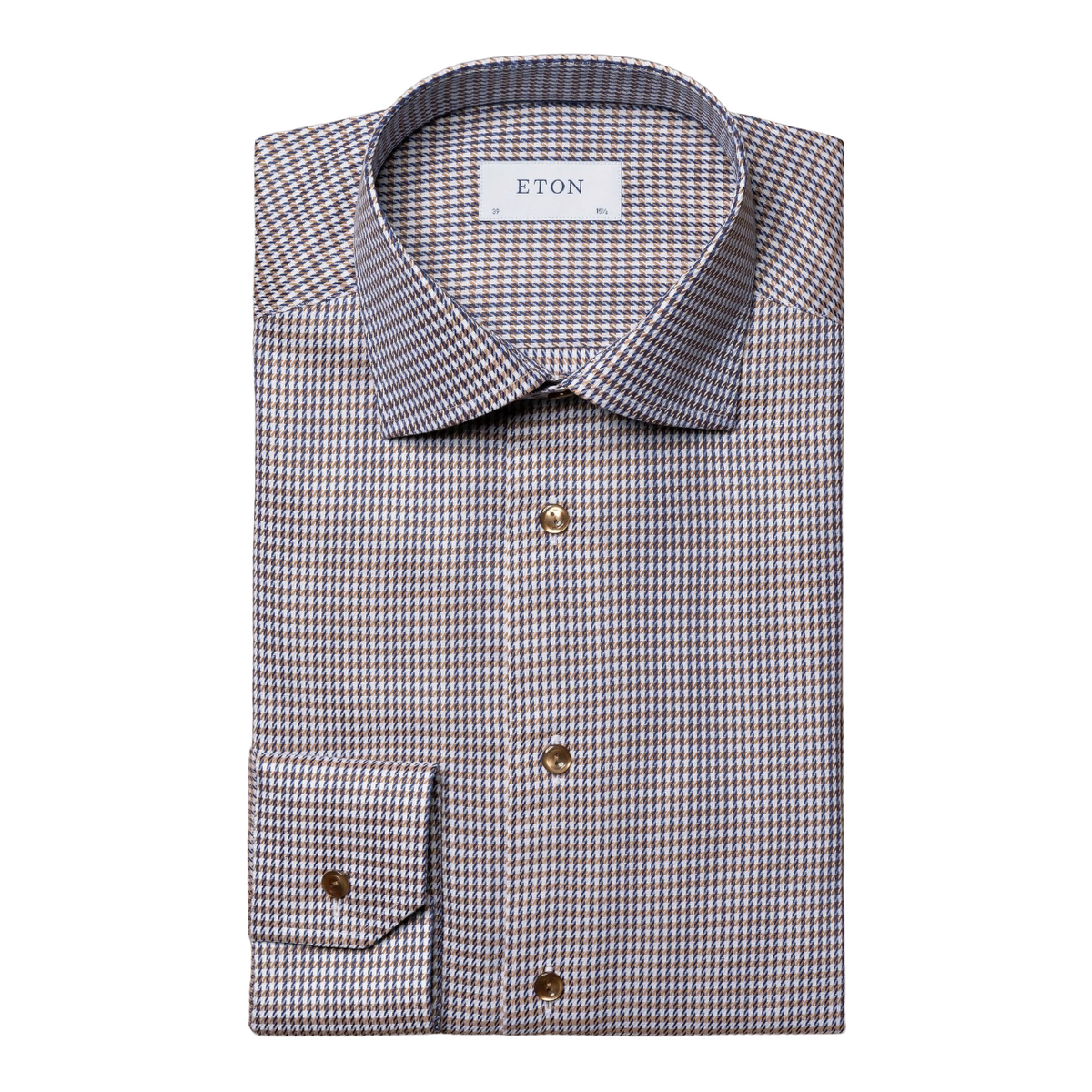 Eton Brown Houndstooth Signature Twill Contemporary Fit Shirt 100010464 35
