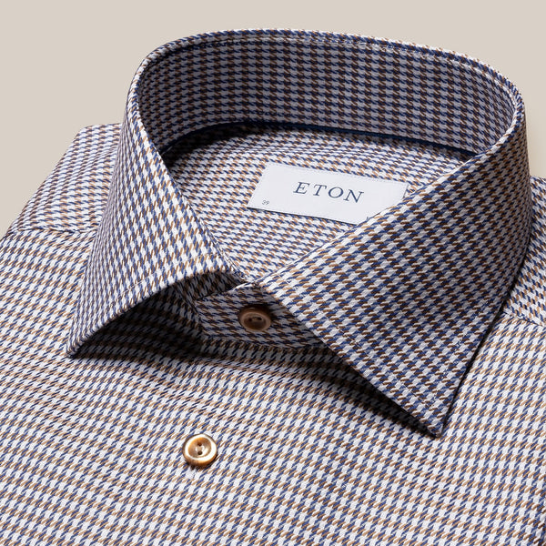 Eton Brown Houndstooth Signature Twill Contemporary Fit Shirt 100010464 35