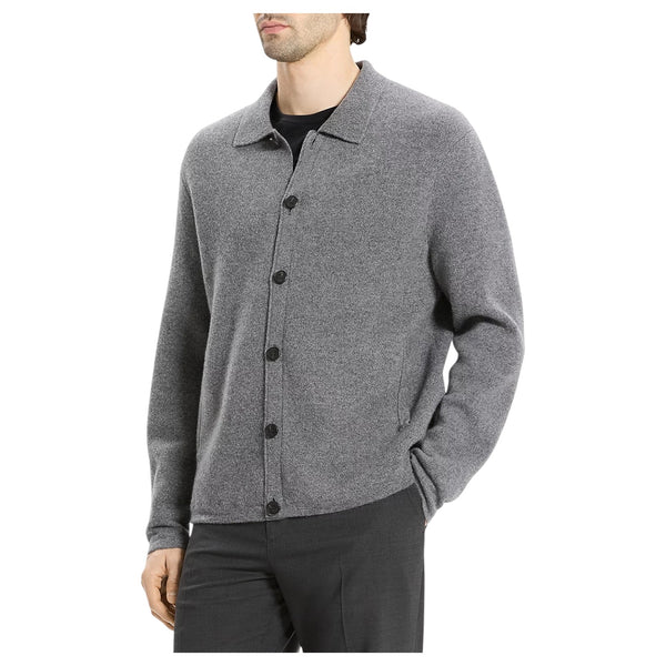 Theory Cameron Corded Cashmere Button Sweater