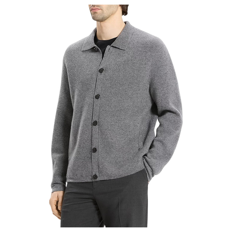 Theory Cameron Corded Cashmere Button Sweater