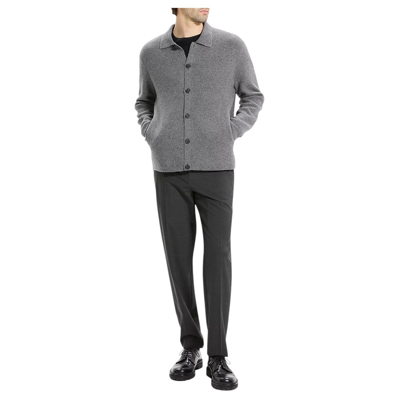 Theory Cameron Corded Cashmere Button Sweater