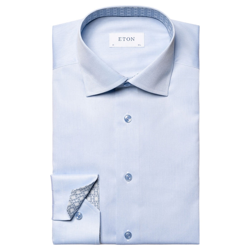 Eton Light Blue Geometric Effect Signature Twill  Slim Fit  100011093 21