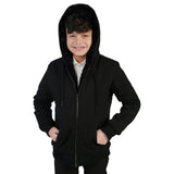 T.O Boy's Black Hoodie - Black Removable Fur HD-1B/W