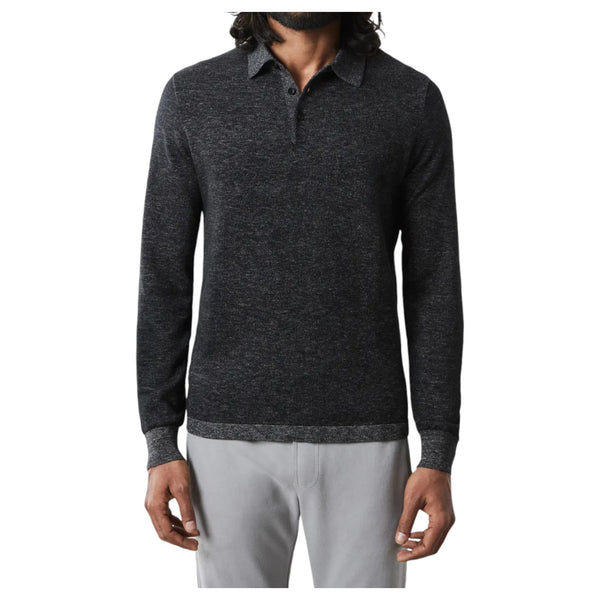 Robert Barakett Fielder Cotton & Cashmere Piqué Polo Sweater In Black  RB41557 Black