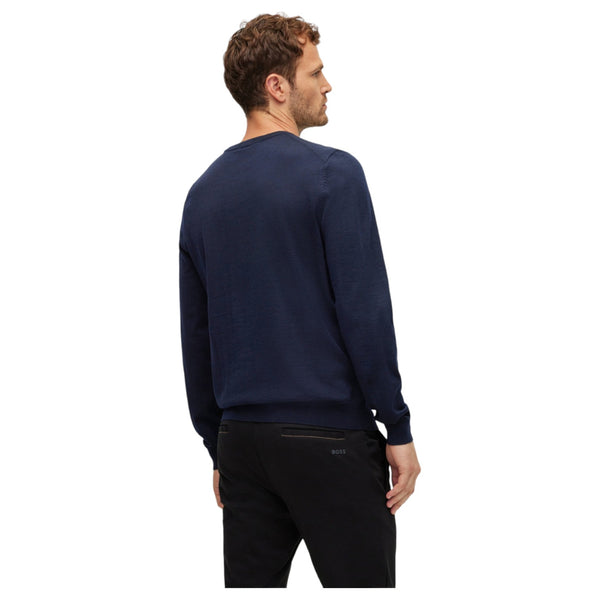 BOSS - PACELLO Dark Blue V-Neck Cotton Sweater  50506042 404