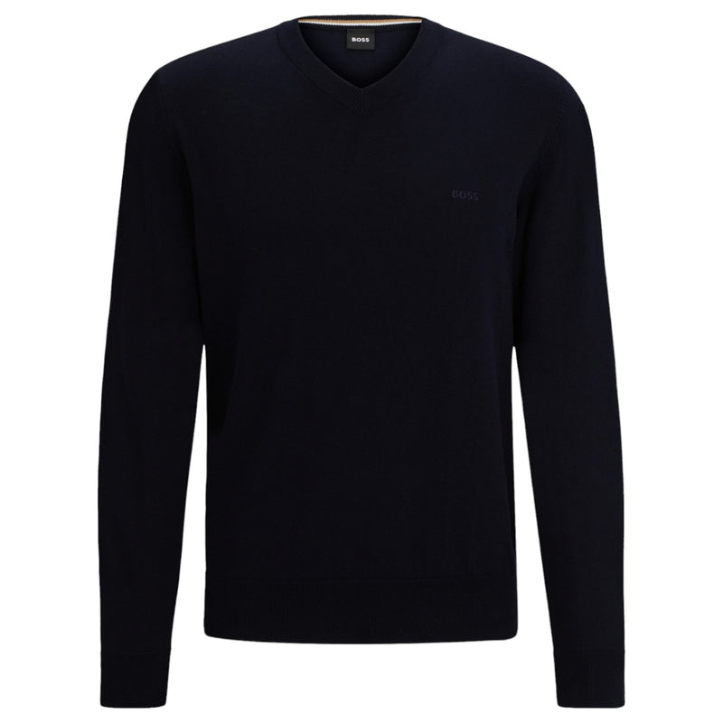 BOSS - PACELLO Dark Blue V-Neck Cotton Sweater  50506042 404