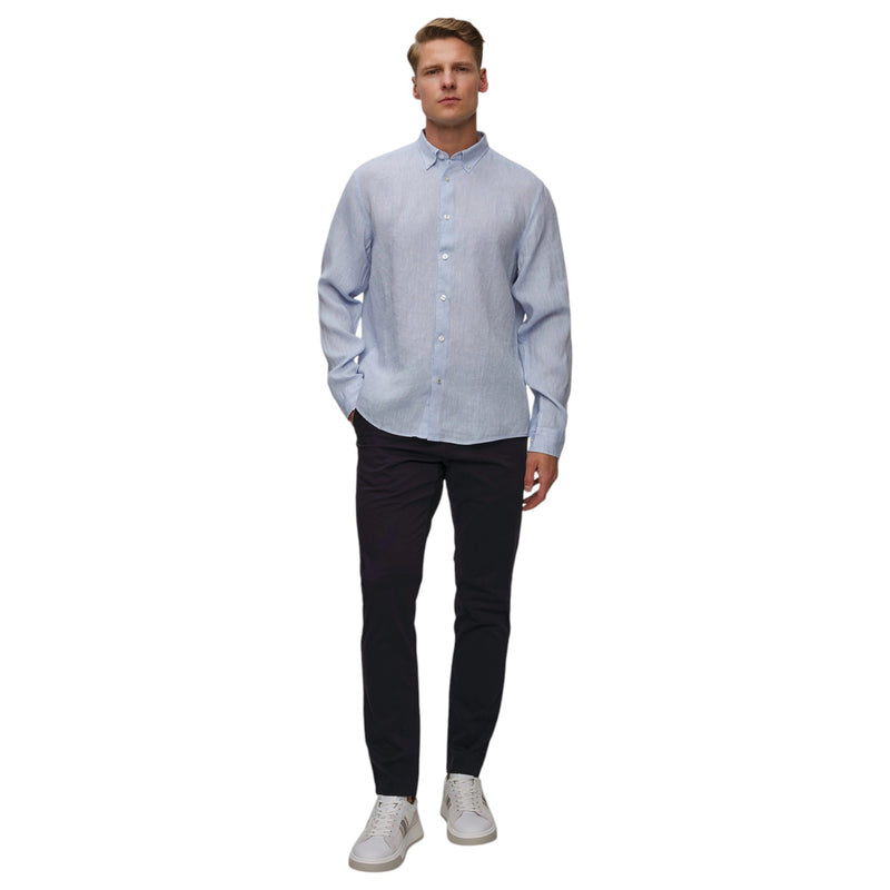 BOSS Men's Light Blue Linen Shirt Hugo Boss  50529137 450