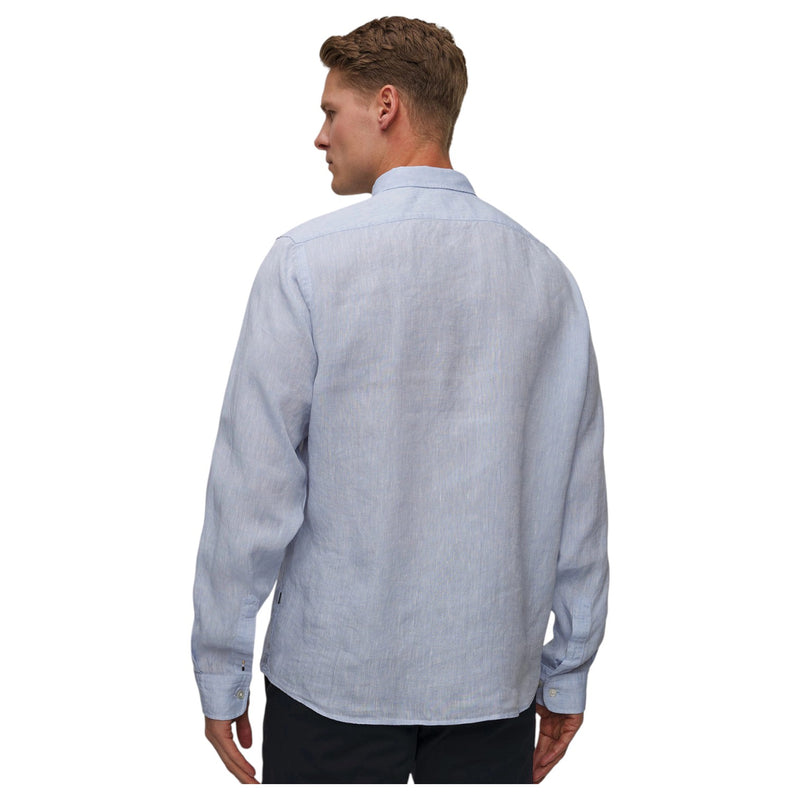 BOSS Men's Light Blue Linen Shirt Hugo Boss  50529137 450