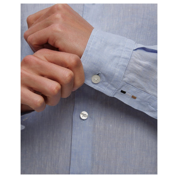 BOSS Men's Light Blue Linen Shirt Hugo Boss  50529137 450