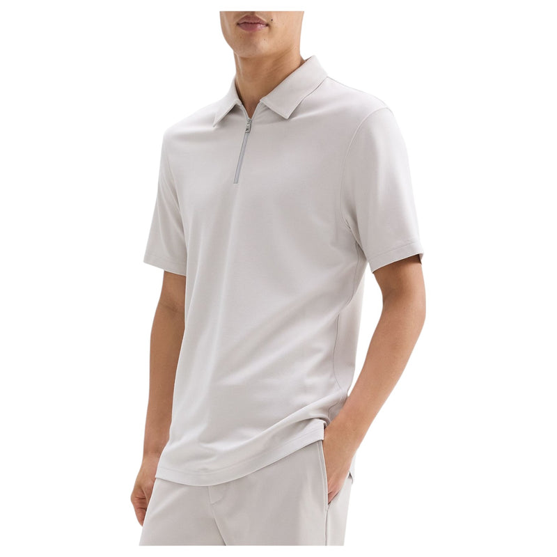 Theory Ryder Quarter Zip Polo in Relay Jersey  P0196512 Fog