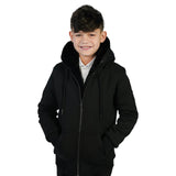 T.O Boy's Black Hoodie - Black Removable Fur HD-1B/W