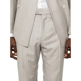 BOSS Open White Pinstripe Double-Breasted Suit – Slim Fit Virgin Wool