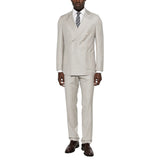 BOSS Open White Pinstripe Double-Breasted Suit – Slim Fit Virgin Wool