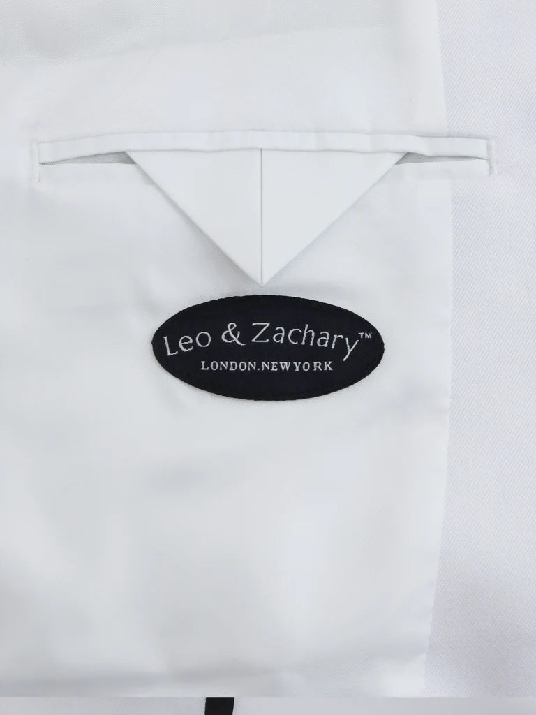 Leo & Zachary Boys' White Tuxedo with Black Pants and Black-Trim Notch Lapel  TUX MAG WHITE
