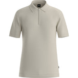 BOSS Zip-Neck Knit Polo Shirt With Waffle Structure  50536768