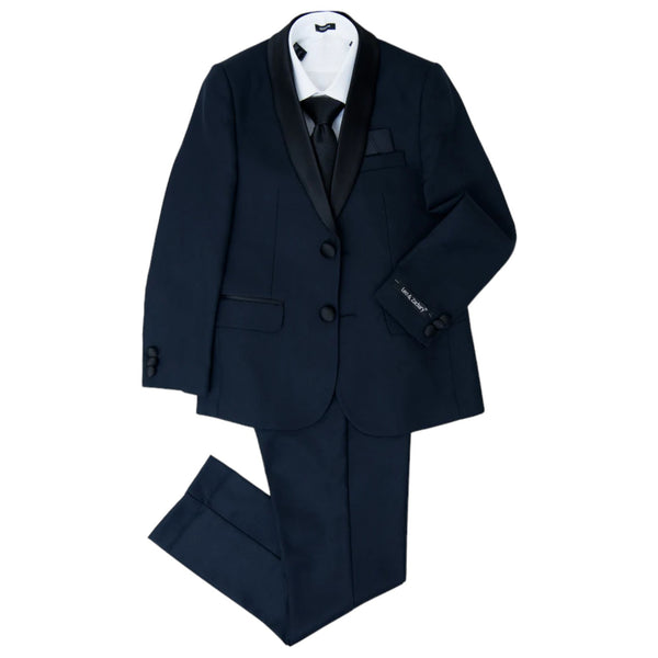 Leo & Zachary Gala Boy's Blue Skinny Fit Tuxedo w Shawl Lapel  TUX GALA Ink.Blue
