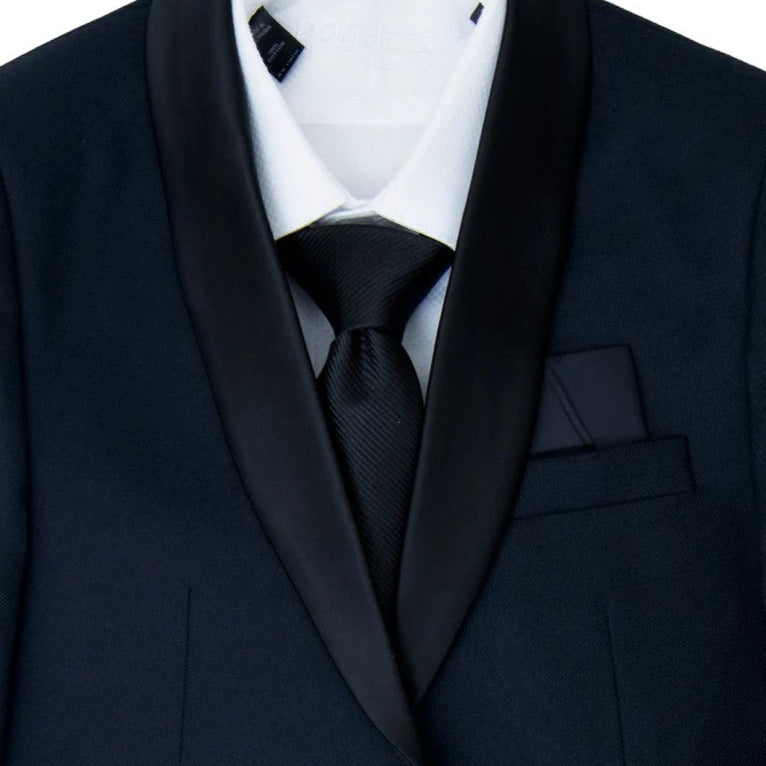 Leo & Zachary Gala Boy's Blue Skinny Fit Tuxedo w Shawl Lapel  TUX GALA Ink.Blue