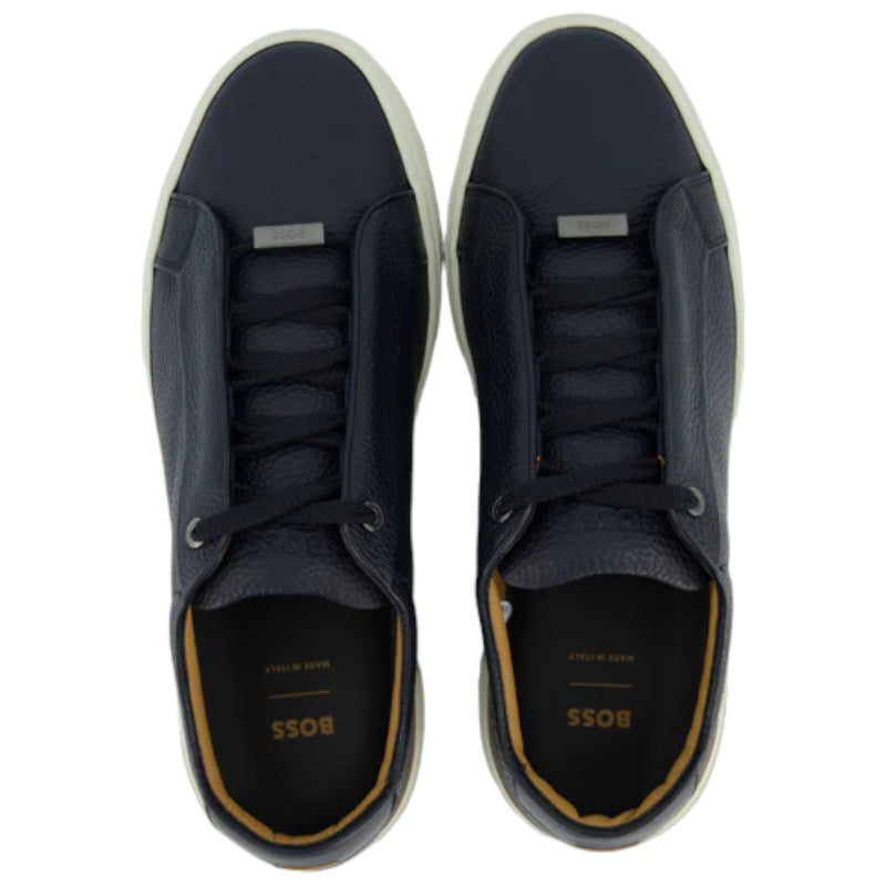 BOSS Grained-Leather Trainers With Contrasting Details Navy 50504331-401