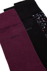 BOSS Three-Pack of Regular Length Socks in a Cotton Blend  50484005-960