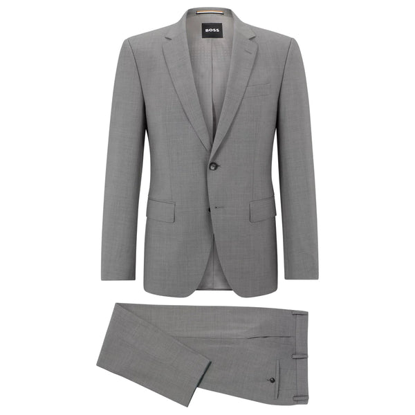 BOSS Slim-Fit Suit in Melange Silver Stretch Virgin Wool  50489347-041